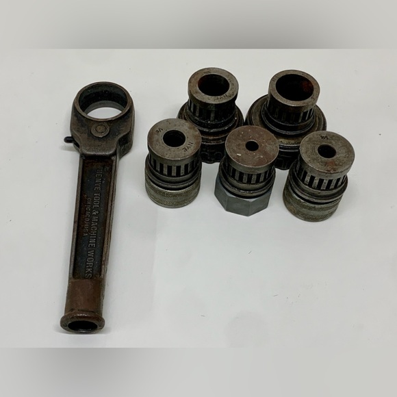 NYE Machine Works Chicago P650 No. 55 Triad 1/8-1 Vtg Pipe Threading Tool Set - Picture 8 of 13